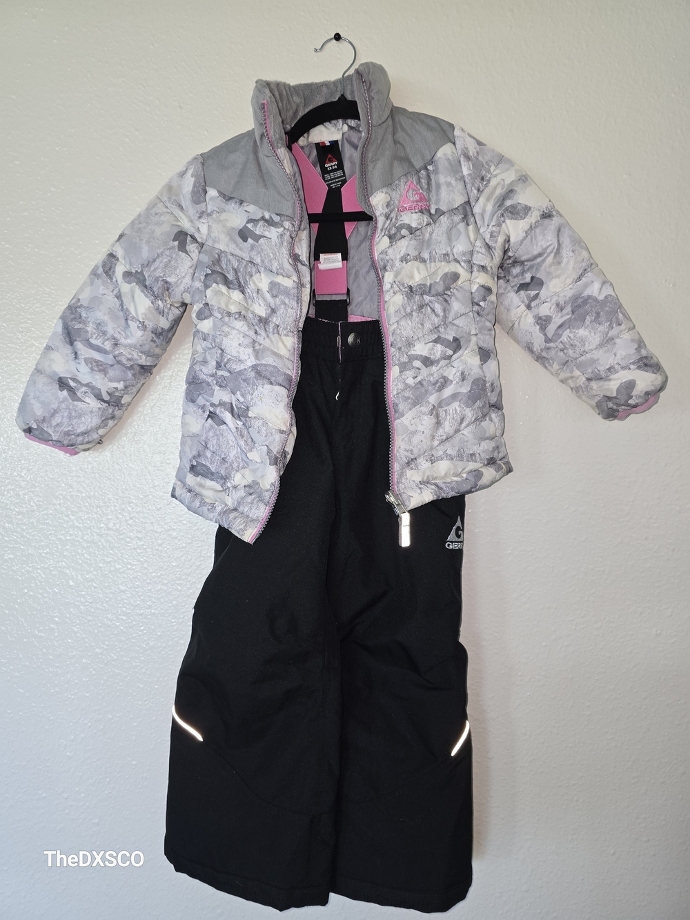 Gerry Weber Pink and Light Gray Kids' Snow Bib Set